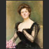 Raimundo de Madrazo y Garreta, Retrato de dama con rosas (1898). Source Invaluable - Vente Isbilya Subastas du 3 juin 2019 [lot 141]